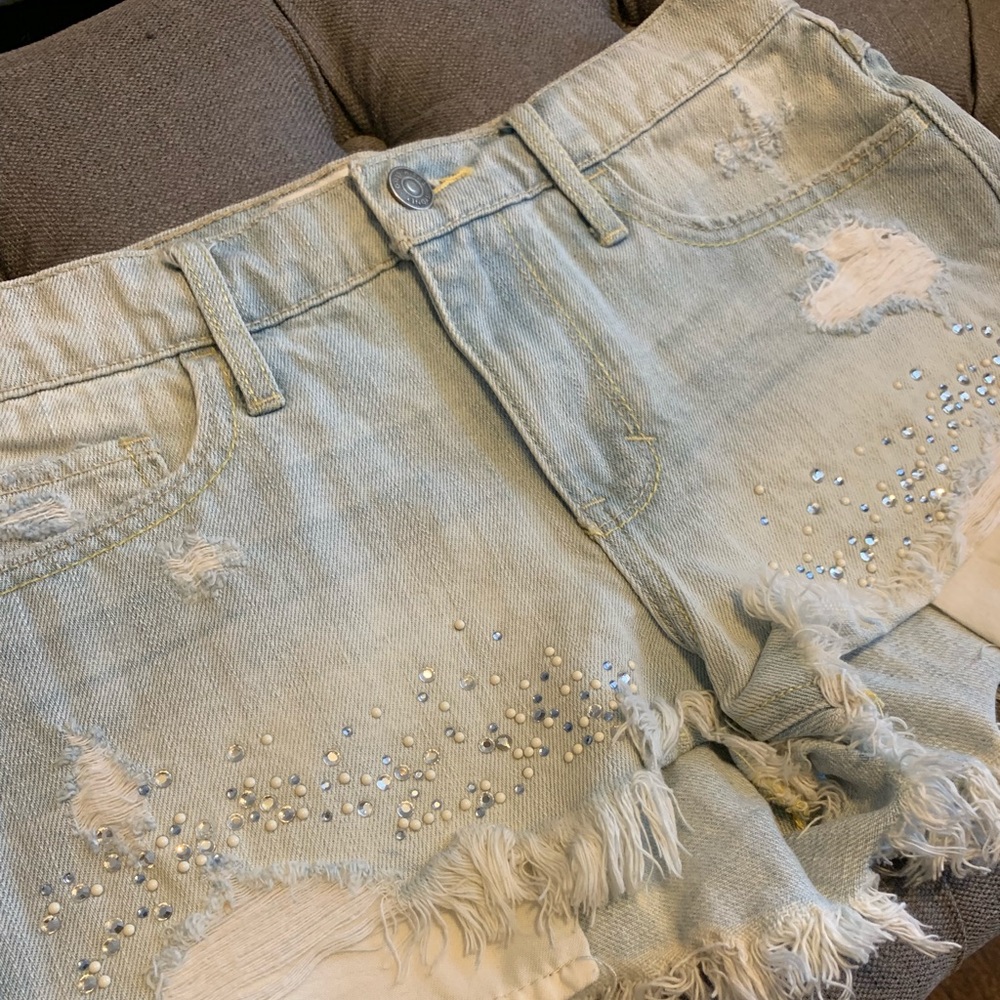 Gilly Hicks Denim Cut Off Shorts with Rhinestones